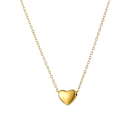 Exquisite Mini Small Heart Pendant Necklace for Women Anti-Tarnish 18K Gold Plated Clavicle Chain Minimalist Jewelry